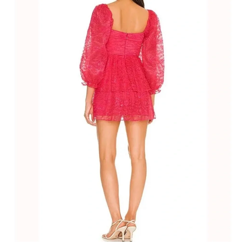 Majorelle Brielle Floral Lace Puff Long Sleeve Dress_2